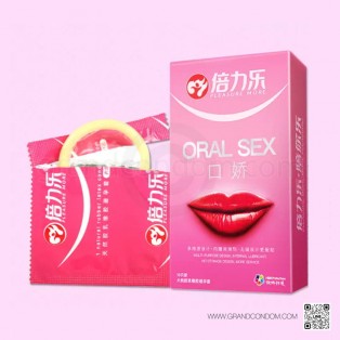 Beilile Oral Sex Condom ถุงยางออรัล กลิ่นพีช (1 กล่อง 10 ชิ้น)