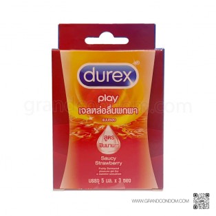 เจลดูเร็กซ์ แบบซอง Durex Play Saucy Strawberry 5 ml. (กล่อง 3 ซอง)