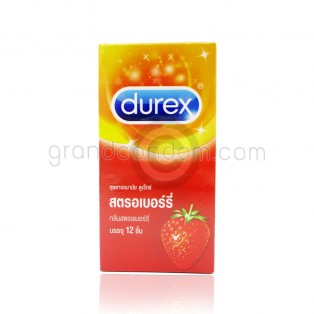 Durex Strawberry 52.5 มม. (ถุงยางอนามัยดูเร็กซ์ สตรอเบอร์รี่ กล่องใหญ่ 12 ชิ้น)