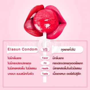ถุงยางออรัล Elasun Oral Sex Condom Strawberry กล่องใหญ่ 10 ชิ้น (แพ็ค 3 กล่อง)
