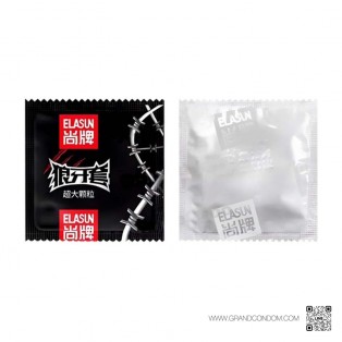 ปลอกยาง Elasun Condom (ปลอกสวมแบบปุ่ม รุ่นเขี้ยวหมาป่า) 1 กล่อง 10 ชิ้น