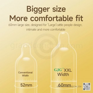 GJG XXL 60 mm. GJG เอ็กซ์เอ็กซ์แอล ถุงยาง 60 มม. (1 กล่อง 10 ชิ้น)