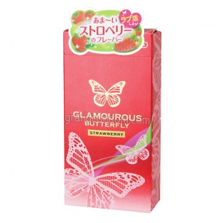 JEX Glamourous Butterfly Strawberry (ถุงยางอนามัยเจ็กซ์ แกลมเมอรัส บัทเทอร์ฟลาย สตรอเบอร์รี่)