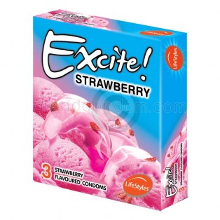 LifeStyles Excite Strawberry (ถุงยางอนามัยไลฟ์สไตล์ เอ็กไซท์ สตรอเบอร์รี่)