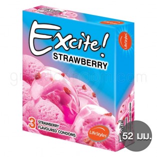 LifeStyles Excite Strawberry (ถุงยางอนามัยไลฟ์สไตล์ เอ็กไซท์ สตรอเบอร์รี่)