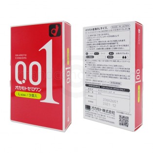 ถุงยางโอกาโมโต้ 001 Okamoto 001 L ขนาด 54 มม. 1 กล่อง (3 ชิ้น)