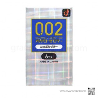 Okamoto 002 M Plenty Jelly (ถุงยางโอกาโมโต 0.02 ขนาด 52 มม. เพิ่มเจล) 1 กล่อง 6 ชิ้น