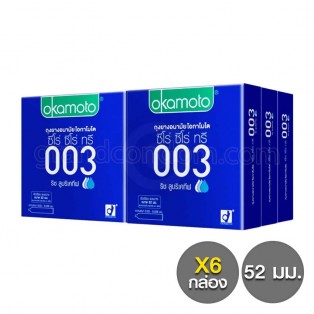 ถุงยางแบบบาง ถุงยางอนามัย โอกาโมโต 003 ริช ลูบริเคทีฟ แพ็ค 6 กล่อง (18 ชิ้น)