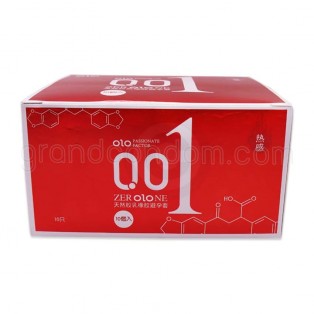 ถุงยางอนามัย olo 001 กล่องสีแดง สูตรเจลหล่อลื่นแบบอุ่น 1 กล่อง (10 ชิ้น)