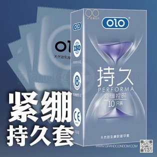 ถุงยางแบบปุ่ม olo Performa Dotted ถุงยางหลั่งช้า 1 กล่อง (10 ชิ้น)